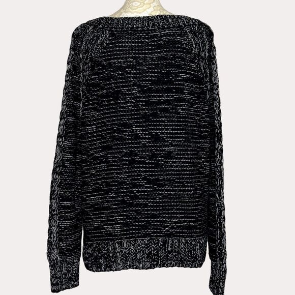 Gap Cable Knit Sweater Marled Black White L am - Picture 5 of 6